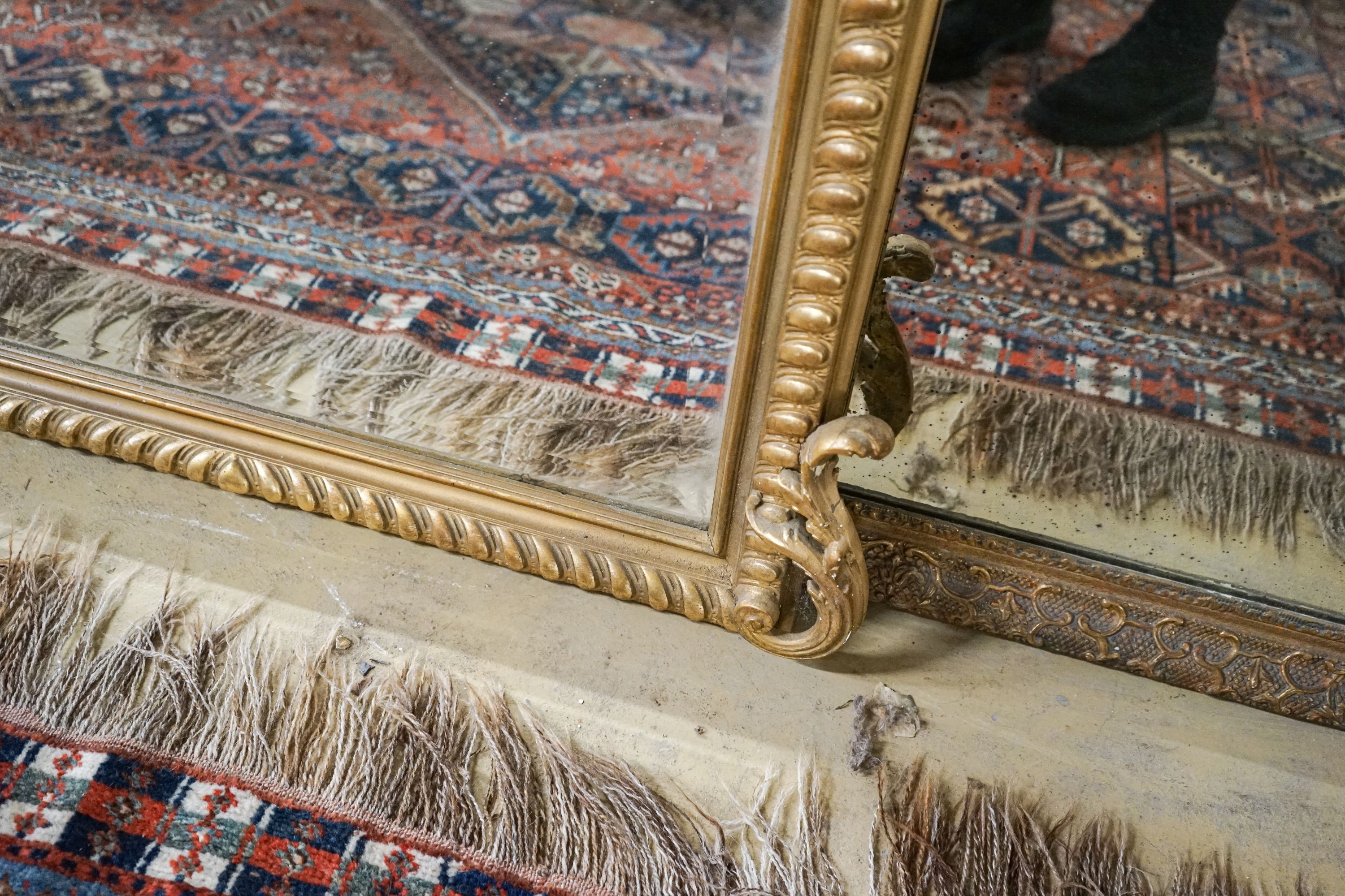 A Victorian giltwood and gesso pier glass with pierced C scroll pediment, width 78cm, height 152cm